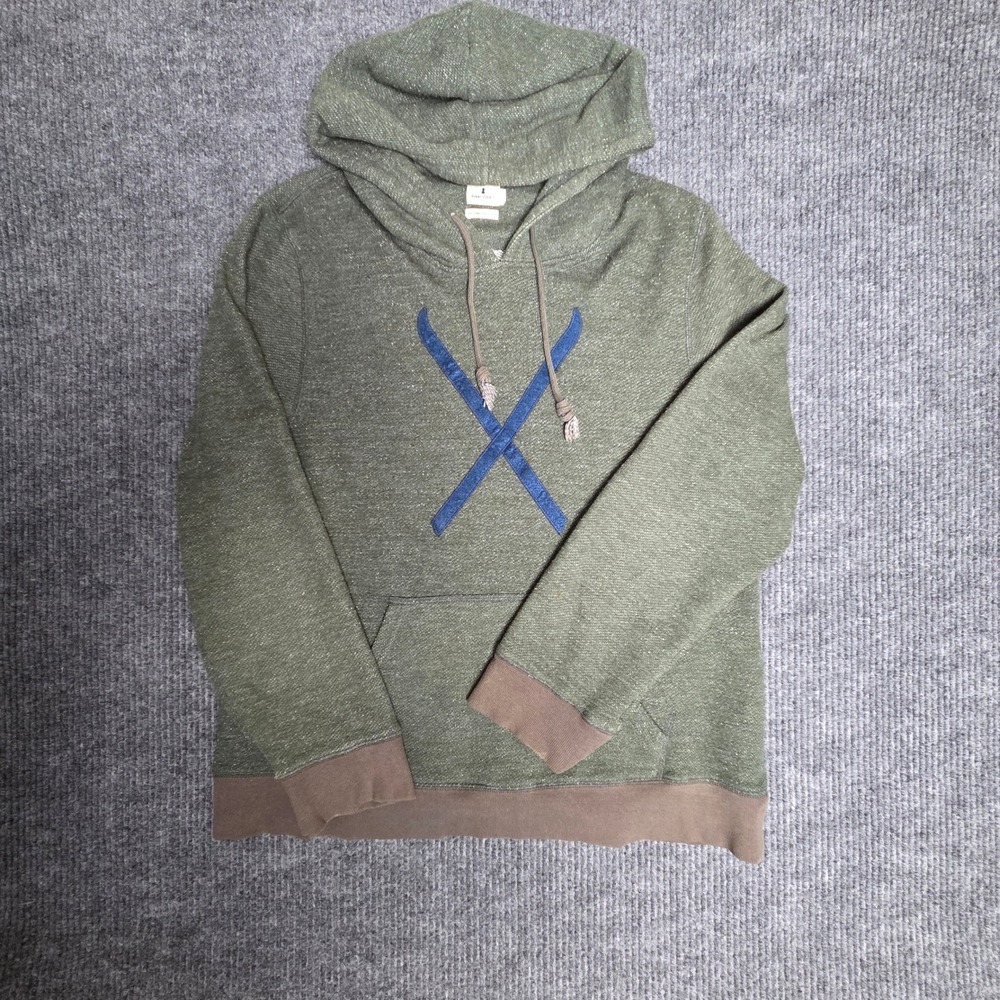 PENNY STOCK Men's Green Speckled Pullover Hoodie XL Ski Graphic Drawstrings